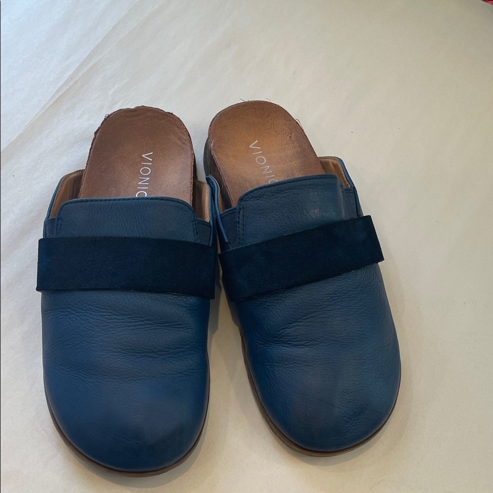 Vionic Ambrosia Navy Leather Slip-On Flats Women’s 8.5 Orthotic Comfort